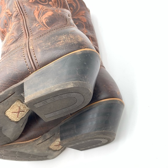 TWISTED X⚡️Embossed “Chocolate Brown” Leather Cowboy Boots - Picture 13 of 16